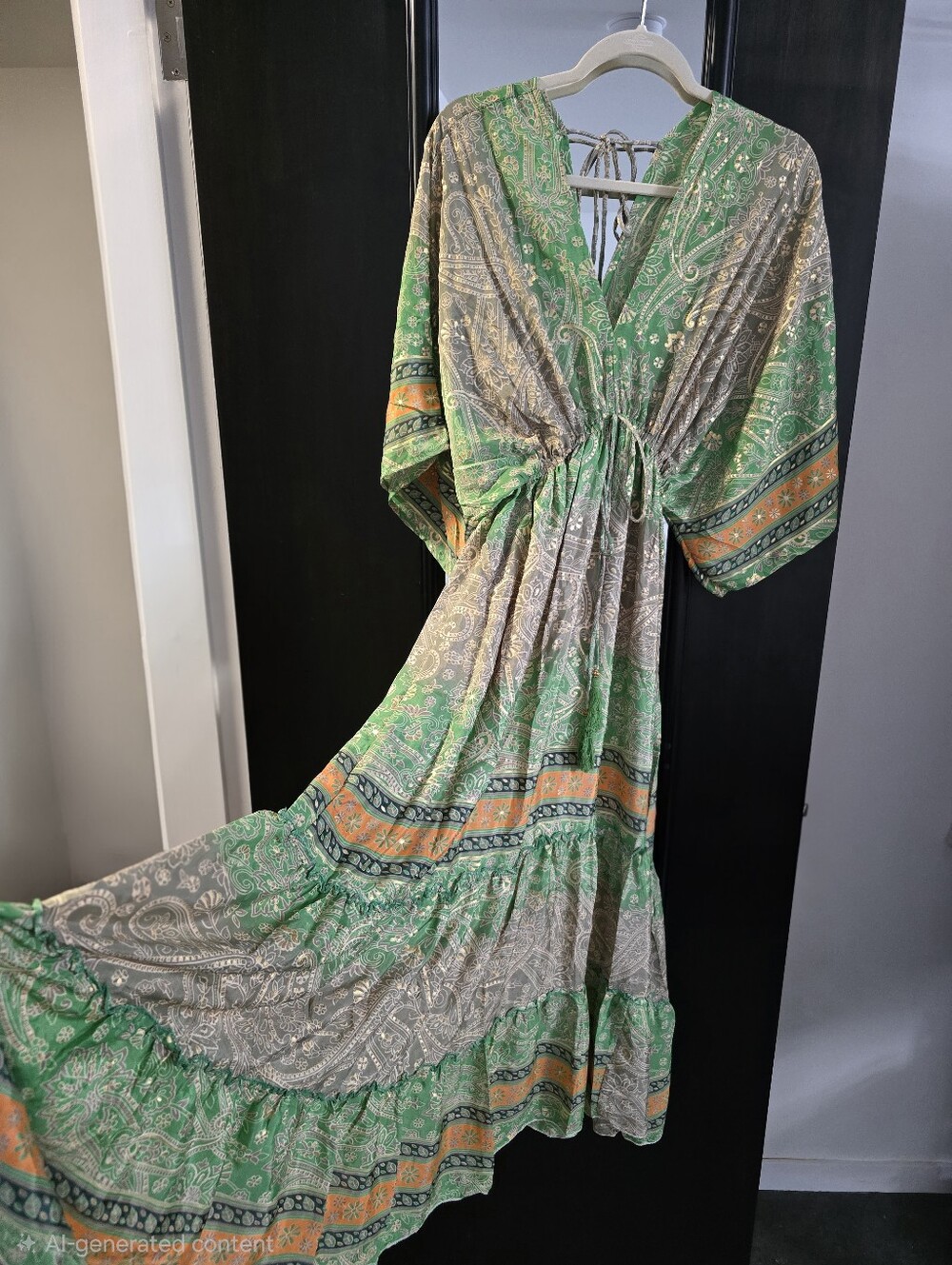 Gorgeous 100% Silk Boho Maxi Dress OS